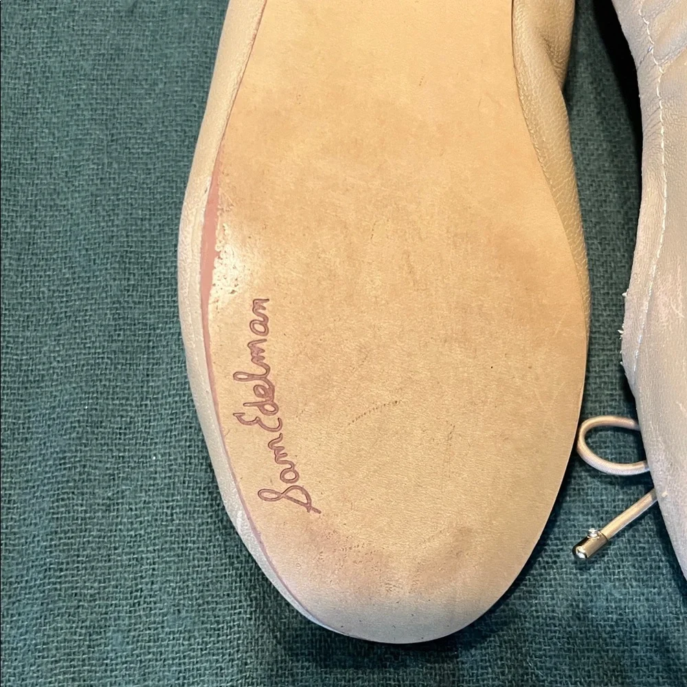 Sam Edelman Felicia (little Kids)Beige Leather Ballet Flats with Bow Accent
